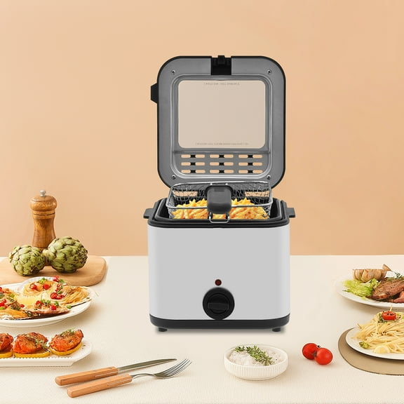 Deep Fryer with Basket, 2.5L Oil Capacity Electric Fryer, 1000W Fast Heating, Adjustable Temperature Control, Cool-Touch Handle