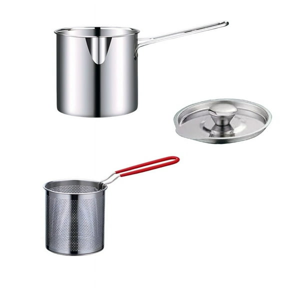 Deep Fryer with Frying Basket Multi-Function Small Pot for Kitchen Use Fried Chicken Cooking Tools