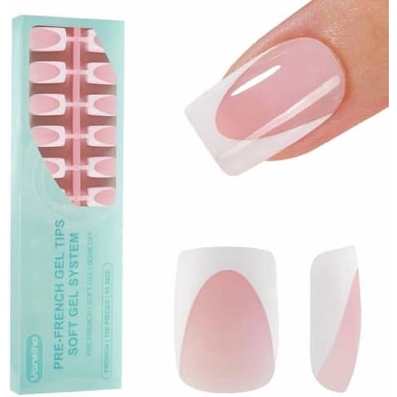 Deep Gel Tips, 150 count Short Square Tips, Soft Gel Tips Press Nails, Nails for Art DIY 15 Sizes