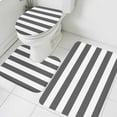 thumbnail image 1 of Deep Gray Bathroom Rugs Set and White Stripe Non Slip Absorbent Soft Bath Mats 3 Piece Set with Bathroom Rug, U-Shaped Floor Mat, Toilet Seat Cover Small Size, 1 of 9