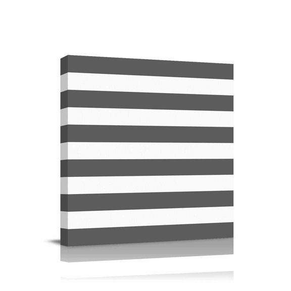 Deep Gray Canvas Wall Art, and White Stripe Framed Wall Decor Modern Artwork Prints Painting for Living Room, Bedroom, Kitchen & Cafe Decor 24x24 Inch