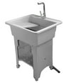 Deep Gray Freestanding Plastic Utility Sink Kit with Inlet and Drain