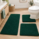 Deep Tan Rug Deep Green 3-Piece Extra Large Chenille Bathroom Rug Set 48