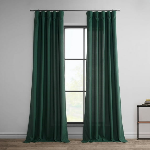 Deep Green Dobby Linen Curtain (1 Panel), Deep Green, 50W X 84L