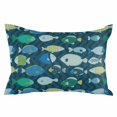 thumbnail image 1 of Deep Green Fishes Throw Pillow Cover 16 x 24 Inch Decorative Pillow Cover Cartoon Coastal Ocean Fish Striped Lumbar Pillowcase Seasonal Rectangle Cushion Case for Couch Sofa Bed Living Room, 1 of 9