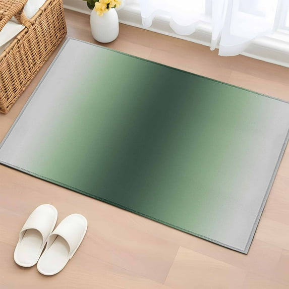 Deep Green Grey Ombre 2x3 Door Mat Rug, Modern Abstract Art Gradient Non-Skid Rubber Backing Large Rectangle Rugs - Living Room Bedroom Home Office, Indoor Floor Mat Carpets Washable Rug