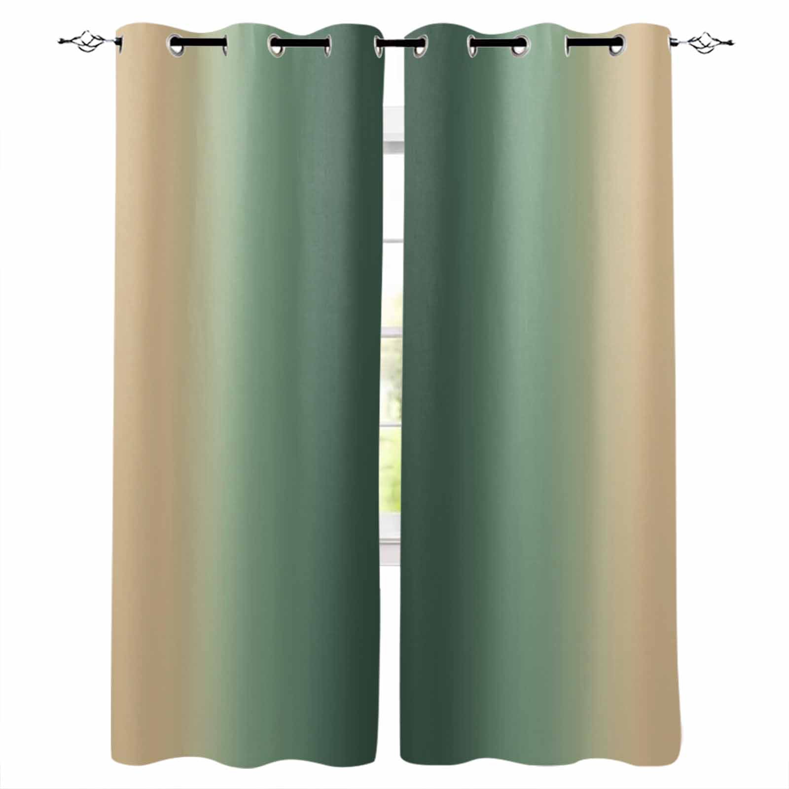 Deep Green Khaki Ombre Blackout Curtains for Bedroom, Modern Abstract ...