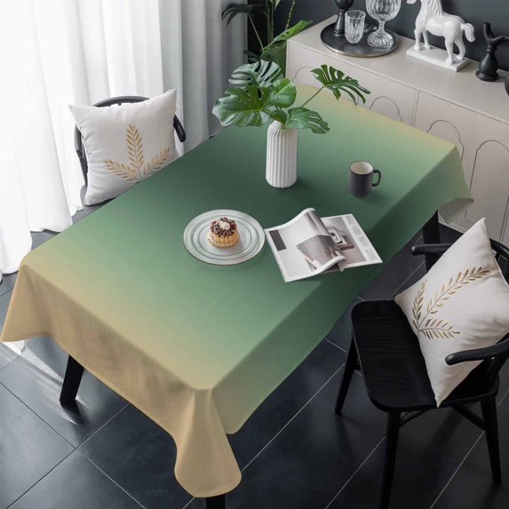 Deep Green Khaki Ombre Table Cloth Waterproof Tablecloths, Modern Abstract Art Gradient Tablecloth Dining Table Cover for Kitchen Party Tabletop Outdoor, Rectangle Tablecloth 54x108 Inch