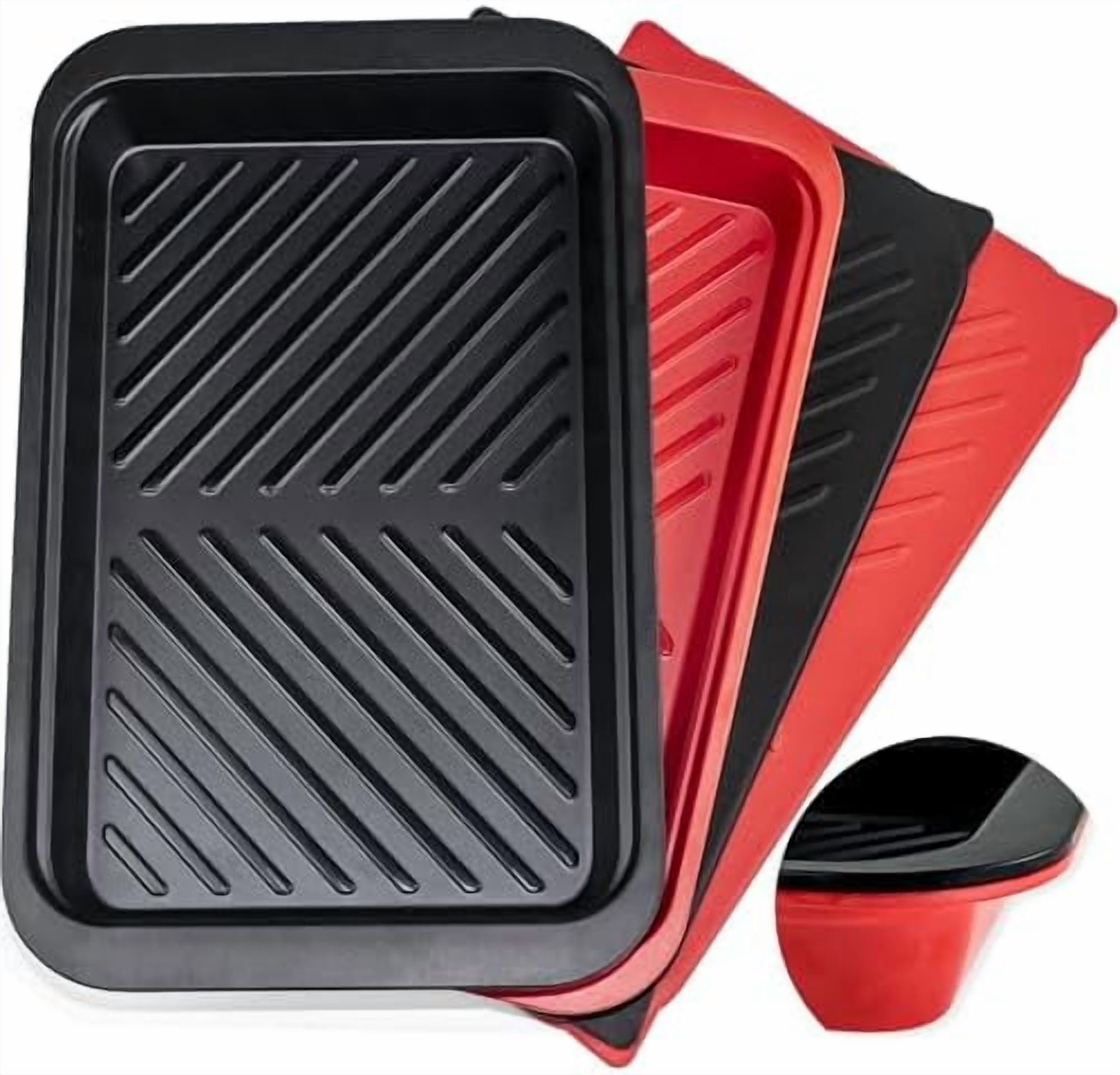 KAQAHIDO Grilling Prep & Serve Trays Set Of 2 - Deep Melamine BBQ Platters For Marinating