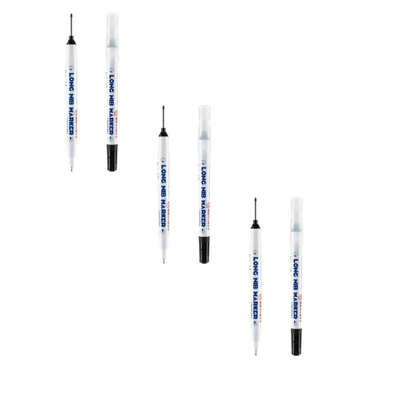 Deep Hole Long Head Marker Pen 3Pc Black Office Pens, 1 Deep Hole Long Head Marker Pen * 3 Pen, Black