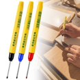 thumbnail image 1 of Deep Hole Marker Set, 3 Pack Long Nose Permanent Markers, 33mm Long Tip Waterproof Construction Marker Pens for Woodworking, Metal, Glass, Industrial Carpenter Marking Tool, Black Blue Red, 1 of 9