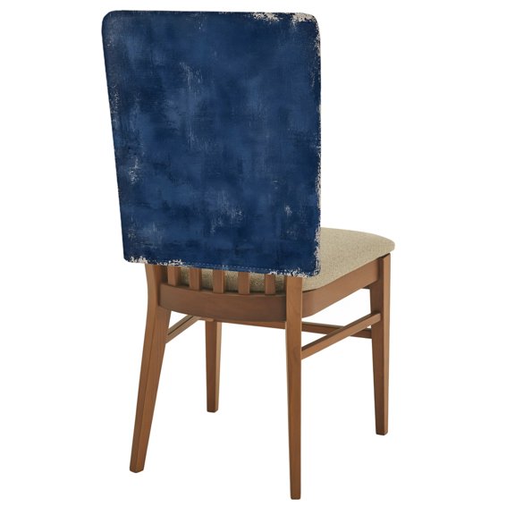 Deep Indigo Slate Chair Back Covers Set of 1 Navy Faded Chalky Scratch Distressed Margin Wash Removable Dining Chair Slipcovers Washable Seat Protector for Restaurant Party Banquet Kichen Decor
