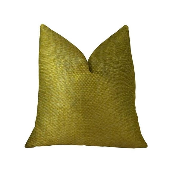 Deep Lemon Grass Metallic Citrine & Gold Handmade Luxury Pillow, 20 x 26 in. Standard