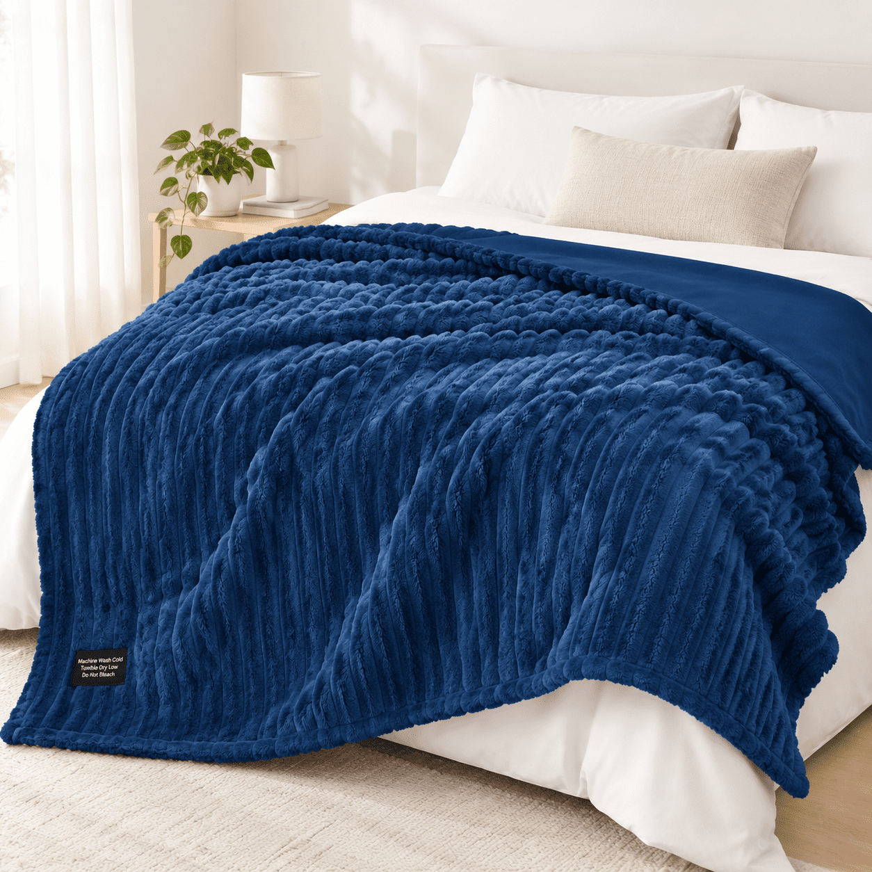 Deep Throw Toy Deep Navy L(65''x57'') Waterproof Reversible Flannel Pet Throw Blanket ...