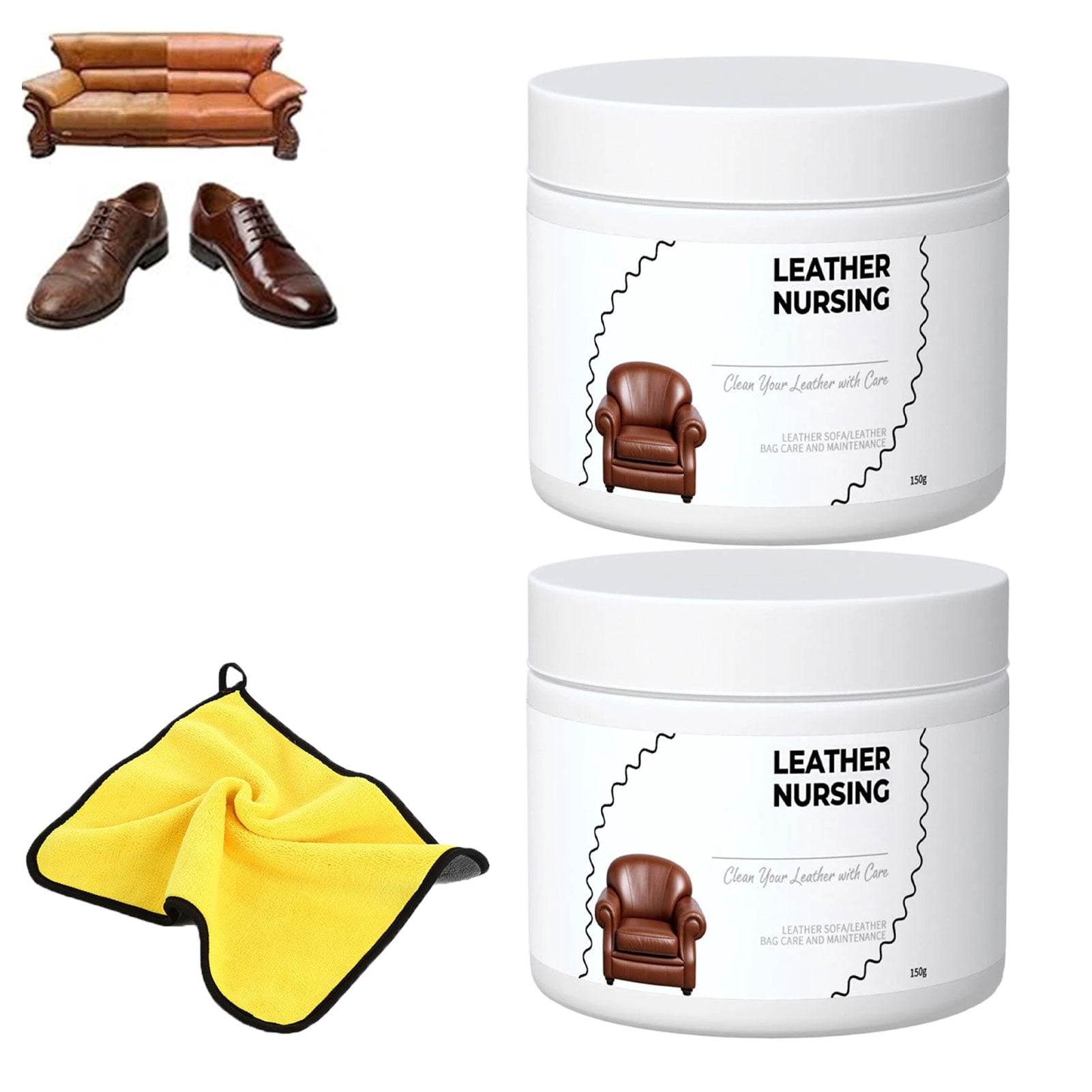 Deep Nourishing Leather Nursing Cream – Leather Conditioner & Repair Paste, Restores Softness & Shine for Sofa, Car Seats, Shoes, Bags & Jackets,A2Pcs