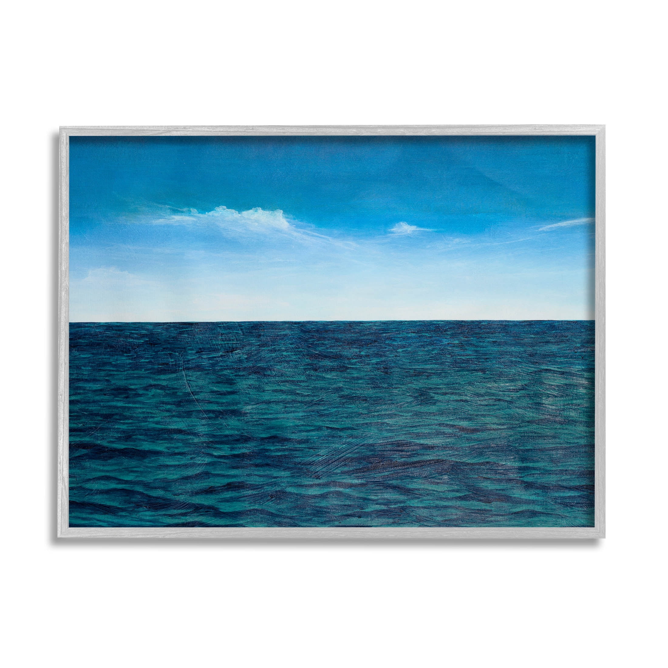 Deep Ocean Blue Water Waves Coastal Graphic Art Gray Framed Art Print Wall Art