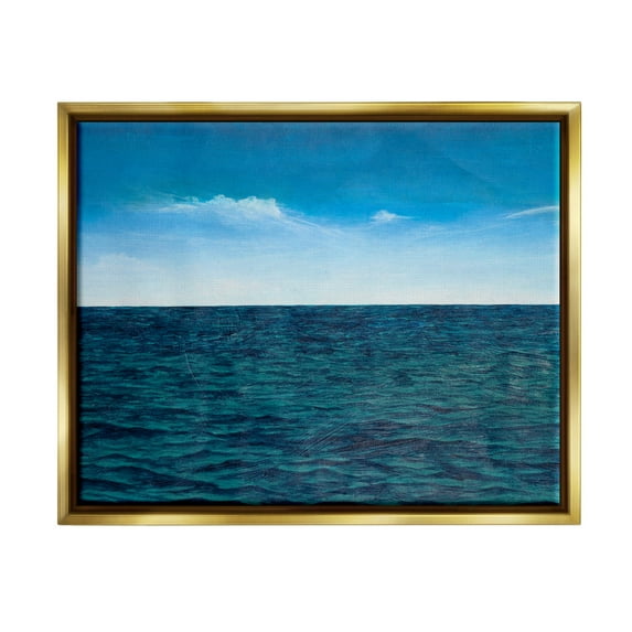 Deep Ocean Blue Water Waves Coastal Graphic Art Metallic Gold Framed Art Print Wall Art