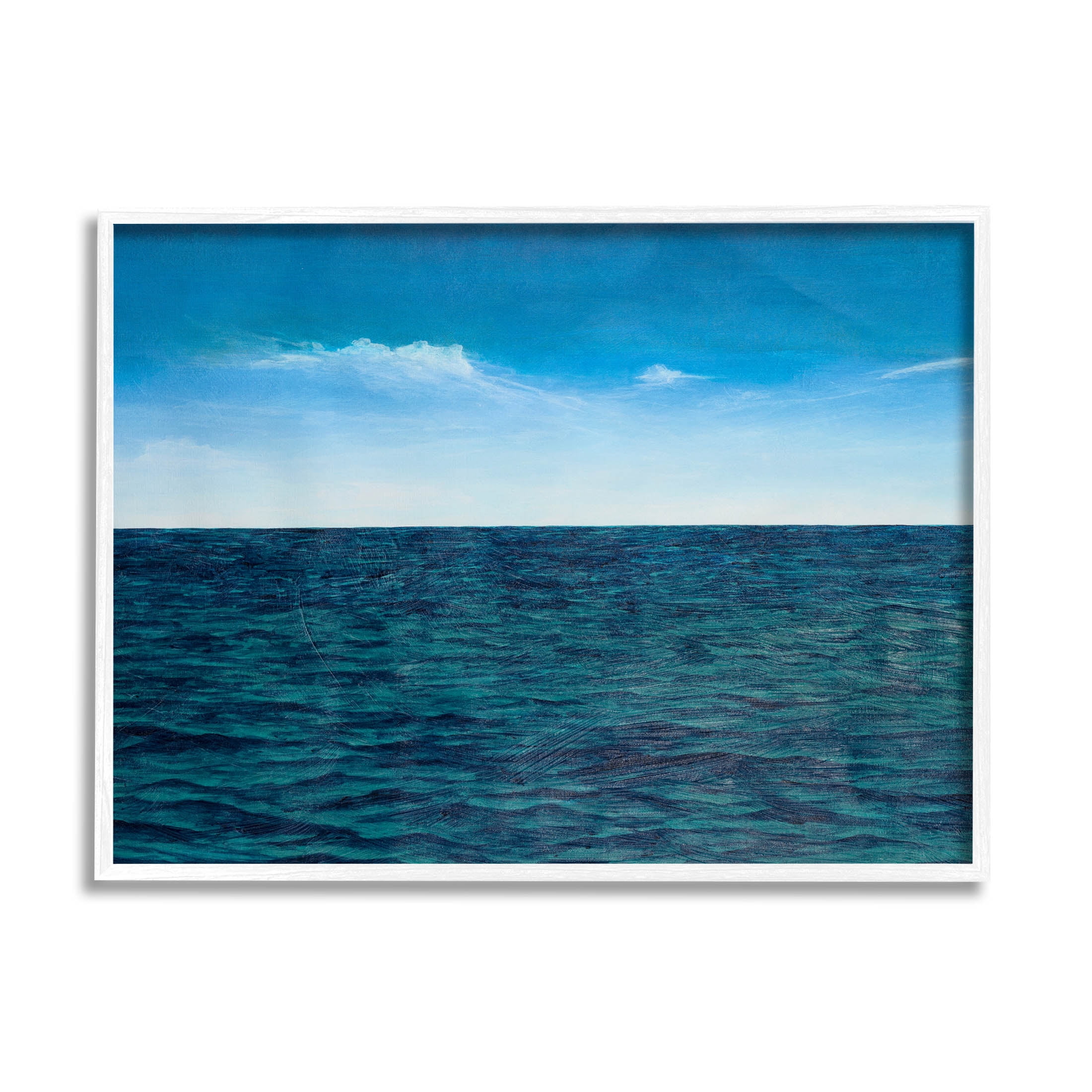 Deep Ocean Blue Water Waves Coastal Graphic Art White Framed Art Print Wall Art