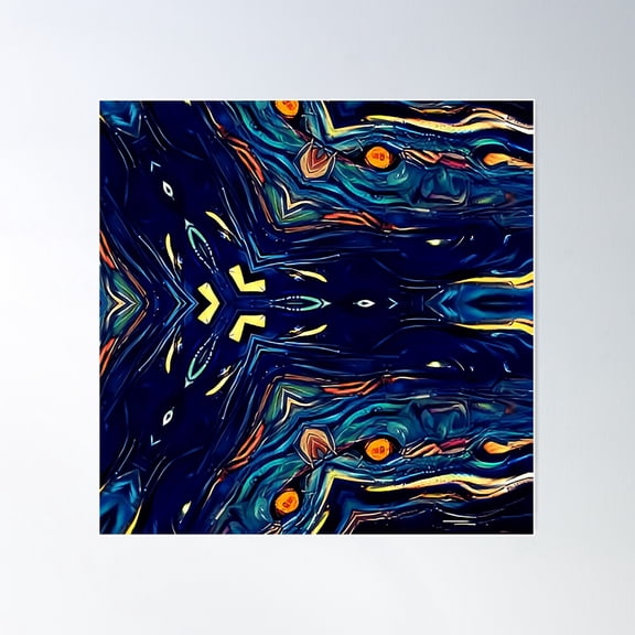 Deep Ocean - Pattern Poster Wall Art, Modern Wall Decor For Living Room Bedroom, 24x24 UNFRAMED