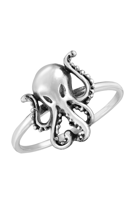 Deep Ocean's Wondrous Octopus Sterling Silver Band Ring-7
