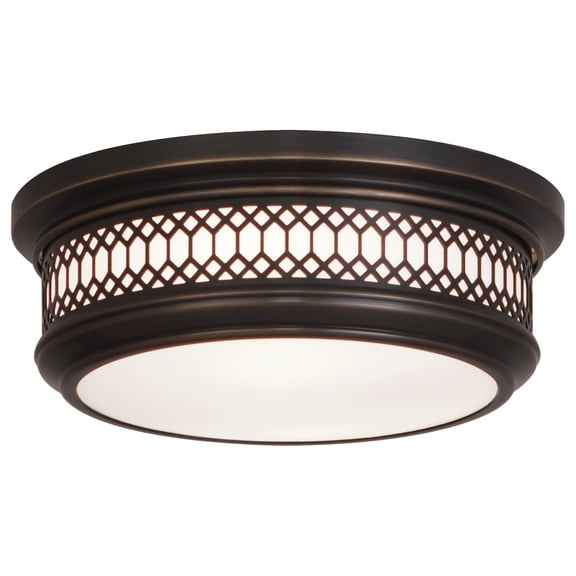 Deep Patina Bronze Flushmount Ceiling Light Fixture with Frosted White Glass Shade | UL Listed | Medium E26 Socket | 40W Max | 11.75” Width & 4.25” Height