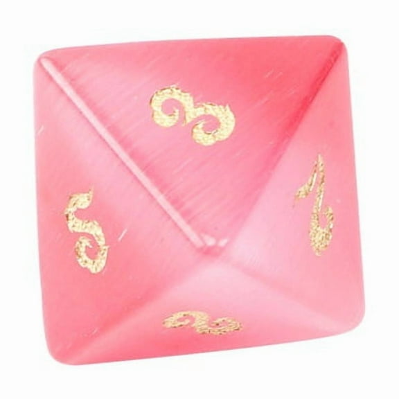 Deep Pink Cat's Eye Crystal Dice Hand-Carved Gemstone Dice D4 D6 D8 D10 D12 D20 Percentile or 7PCS RPG Set for DnD & Tabletop Games