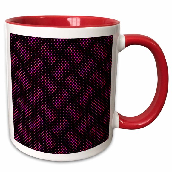 3drose, Deep Pink Geometrical Abstract Circle Pattern Background Design, 11oz Two-tone Red Mug