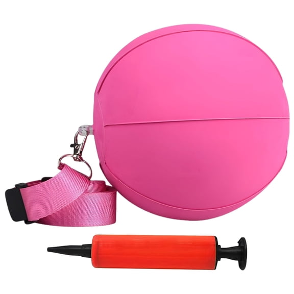 Deep Pink Golf Training Ball with Rope, 5.9 in / 15 cm Inflatable Intelligent Ball, Golf Training Aid for Arm Posture Correction, Swing Practice, with Included Hand Pump, Portable Storage Bag