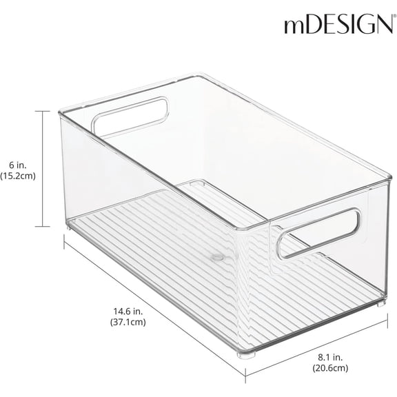 Deep Plastic Storage Organizer Container Bin, 4 Pack, Clear