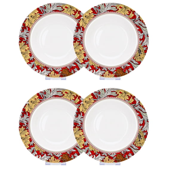 Deep Plate Kitchen Plates Dinnerware Morris Garden Soup Plate Set of 4 (bordeaux) Dinner Plate Serving Plate 8.5" (21.5 cm) Soup Bowl