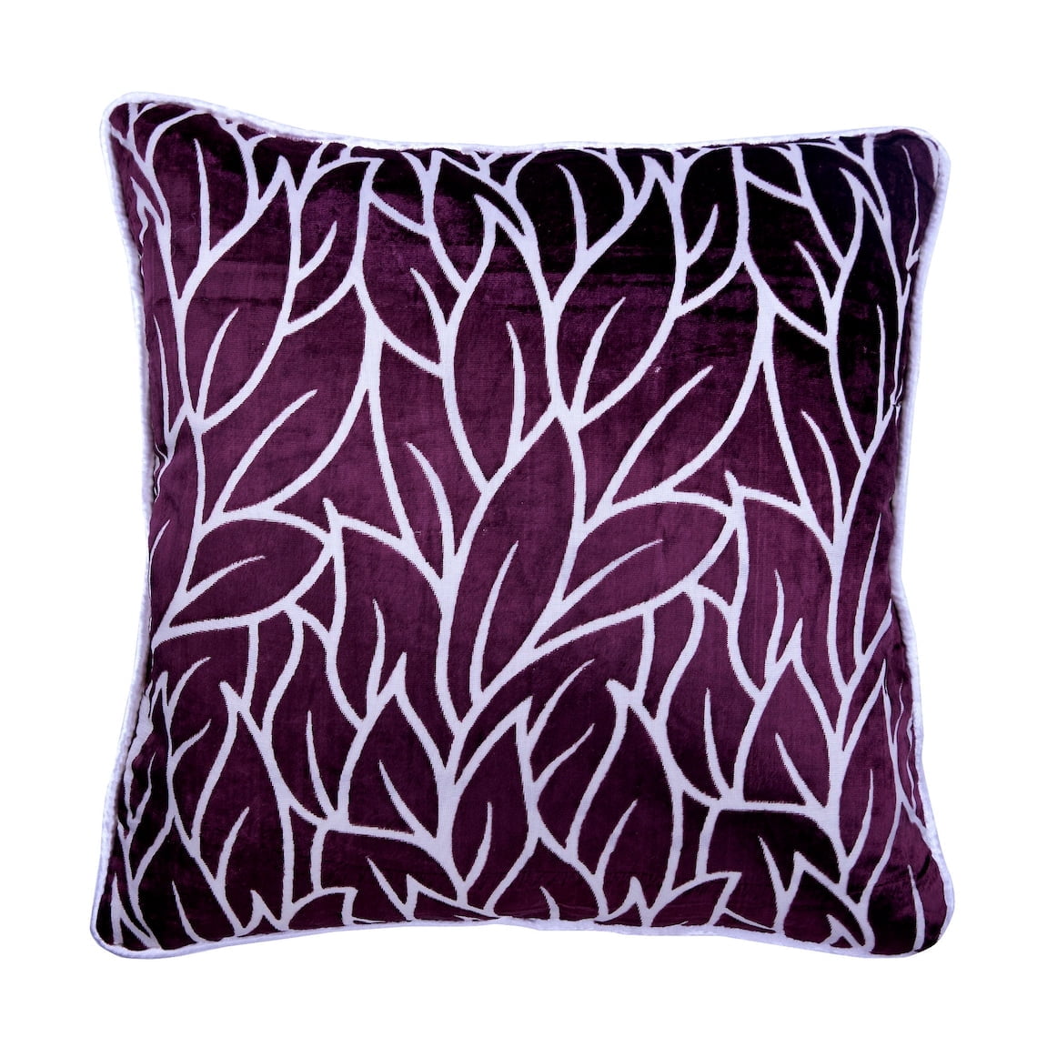 Visual Reference: Deep Plum Pillow Cover Square Leaf Design Modern Luxury 12