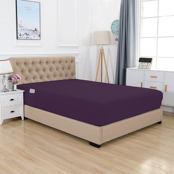 Elegant Comfort 1500 Series Full Fitted Sheet, 18" Deep Pocket Cooling Microfiber, Purple