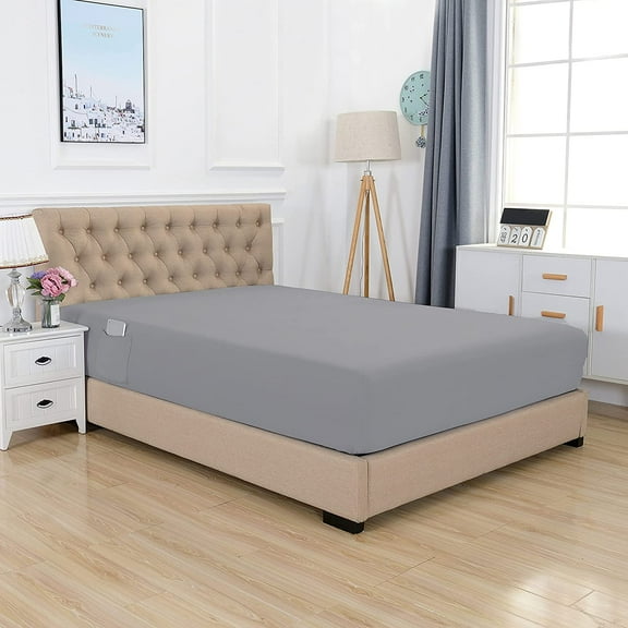 Elegant Comfort Single Fitted Sheet, Smart and Deep Pocket 18 inch Polyester, King Silver