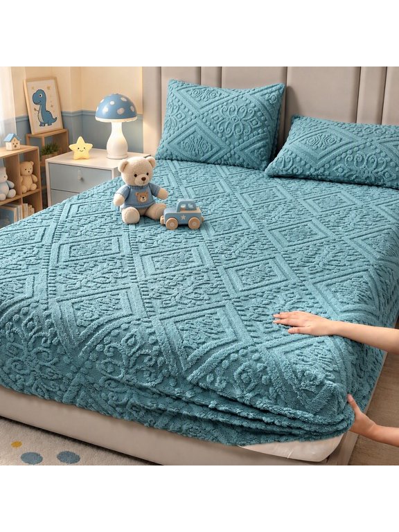 Deep Pocket Fitted Sheet - 1 Pc, Soft Cozy Bedding, Wrinkle‑Resistant Machine Washable(Twin, Blue)
