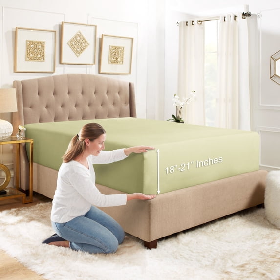 Deep Pocket Fitted Sheet, 100% Microfiber Fitted Sheet Only, Ultra Soft Twin XL Bed Fitted Sheet Fits up to 24 Inch Mattress