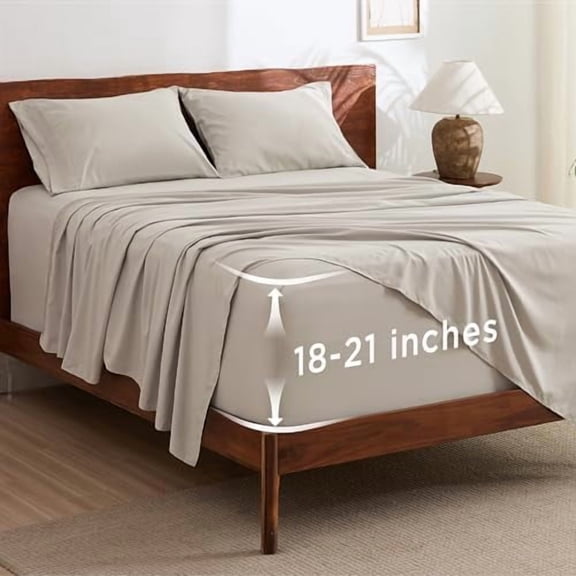 Deep Pocket Full Size Bed Sheets Set - Fits Mattresses Up to 21 Inches Thick - 4 Piece GentleSoft Bed Sheets, Moisture Wicking, Soft & Cooling Bedsheet & Pillowcases, Easy & Secure Fit, Linen