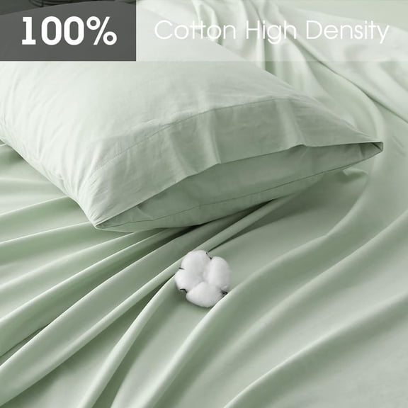 Deep Pocket Queen Sheets Cotton - Mint Sheets Fit 18"- 24" in Deep Mattress, Aesthetic Cooling Bed Sheets for Hot Sleepers Non Slip