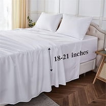 Deep Pocket Queen Sheets Set 4 Piece, Hotel Luxury Super Soft 1800 Series Microfiber Queen Bed Sheets Set-Wrinkle Free & Breathable-18-21 Deep Pocket Sheets for Queen Size Bed,White