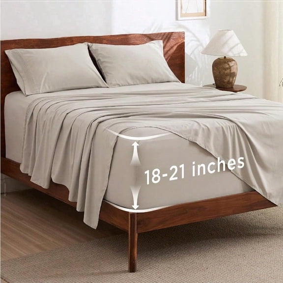 Deep Pocket Queen Sheets Set Fits Mattres Up to 21 Inches Thick 4 Piece GentleSoft Bed Sheets Moisture Wicking Soft Cooling Bedsheet Pillowcases Easy Secure Fit Linen