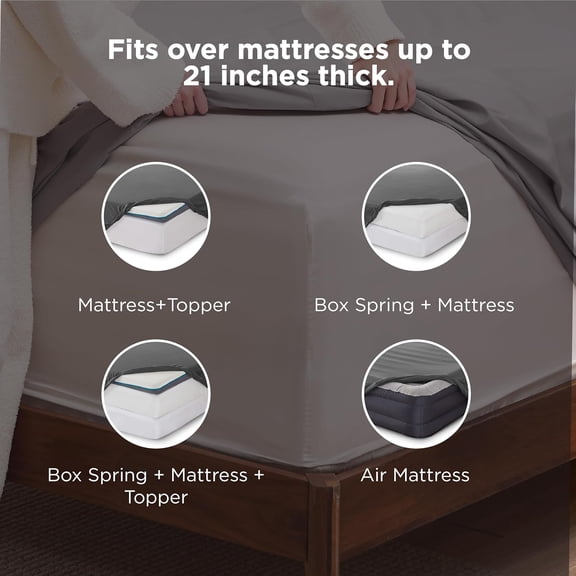 Deep Pocket Queen Sheets Set - Fits Mattresses Up to 21 Inches Thick - 4 Piece GentleSoft Bed Sheets, Moisture Wicking, Soft & Cooling Bedsheet & Pillowcases, Easy & Secure Fit, Dark Grey