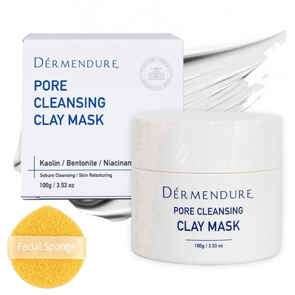 Dermendure Deep Pore Cleansing Clay Mask for Face, Mud Mask for Oily Skin, Blackhead Remove and Oil Control, Niacinamide Brightening, Pore Purifying, 100g