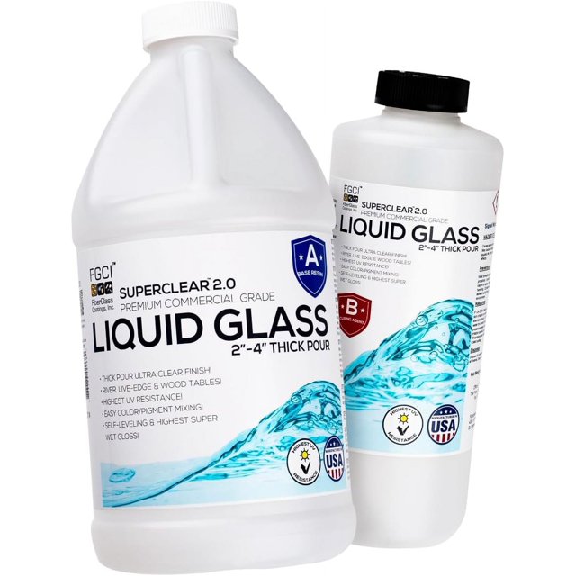 Deep Pour Epoxy Resin Liquid Glass 0.75 Gallon / 96 oz Kit, 24 inch