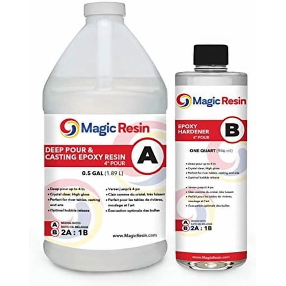 Deep Pour Epoxy Resin for River Table | 3/4 Gallon (2.85 L) | 4'' Deep Pour & Casting Epoxy Resin Kit | Low VOC & Low Odor | for River Tables, Deep Pour, Casting, Molding, Jewelry, Crafting & More