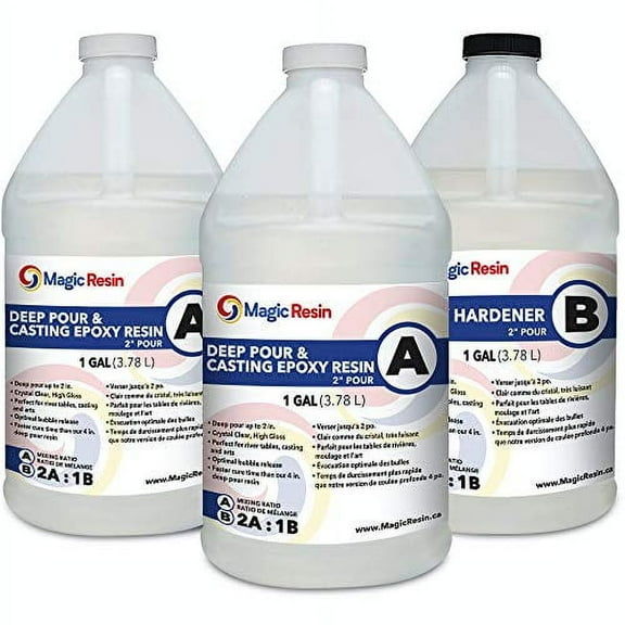 Deep Pour Epoxy Resin for River Table | 3 Gallon (11.4 L) | 2'' DEEP Pour, Casting & Art Epoxy Resin Kit | Low VOC & Low Odor | for River Tables, Deep Pour, Casting, Molding, Jewelry, Crafting
