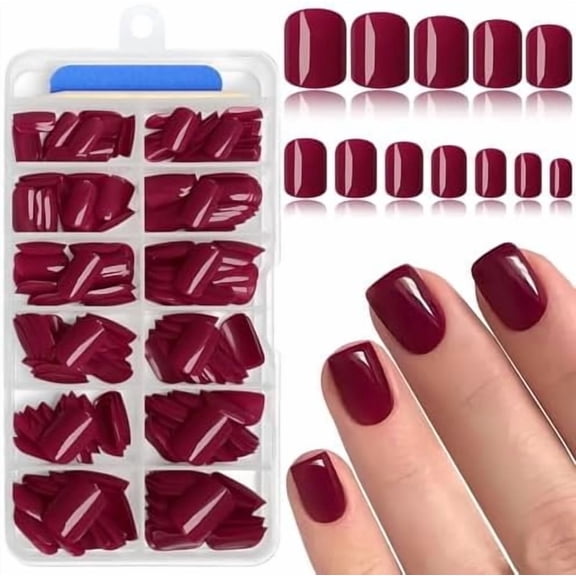 Deep Press Nails Short Square Nails, 240 count Short Nails Press ons 12 Sizes Squoval False Stick Nails for Women