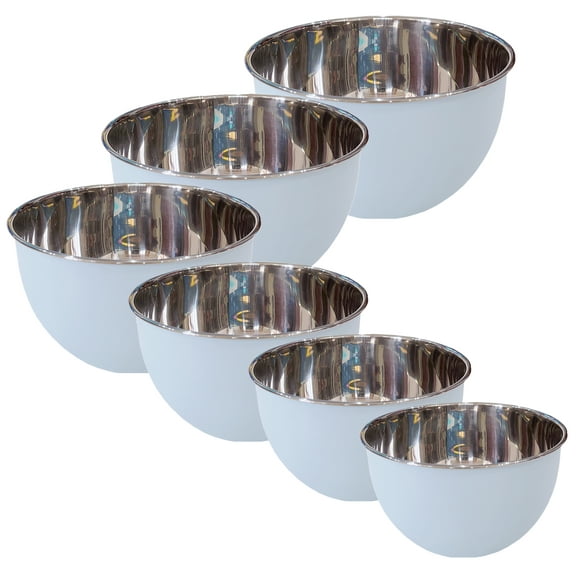 Deep Professional Stainless Steel Mixing Bowls Set Nesting Salad Bowls For Serving Mixing Cooking Baking - Light Blue, Set of 6