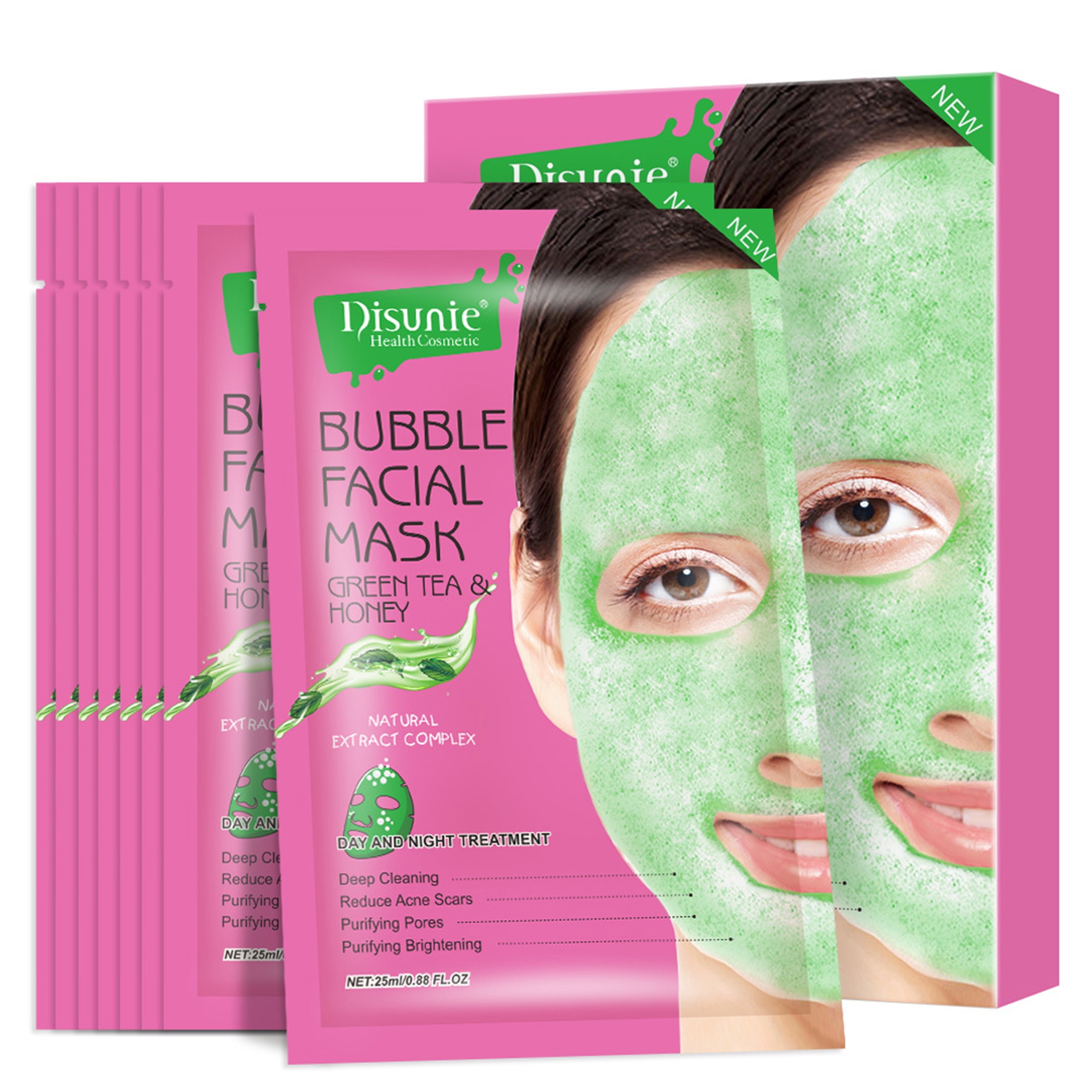 Deep Purifying Green Tea Honey O2 Bubble Mask 8pcs beauty Bubble Mask