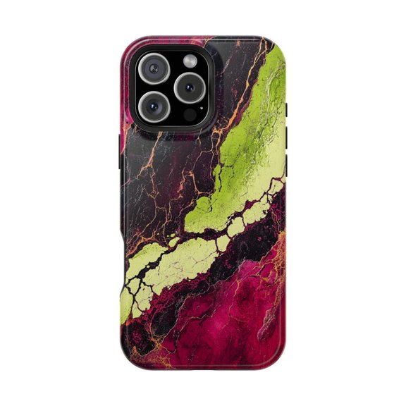 Deep Purple Green Violet Marble Flow Abstract Phone Case with iPhone 11 to 17 Pro Max