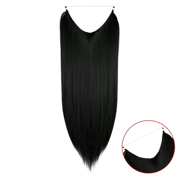 Deep Purple Hair Extensions Natural Hair Extensions Long Soft Silky Straight 22 inch 4.4 Oz Elasticity Hidden Wire Headband for Women Girl Party Heat Resistant Fiber Synthetic Hairpiece No Clip