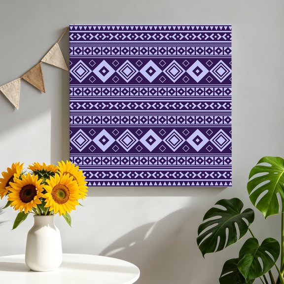 Deep Purple Lozenge Canvas Wall Art, Coastal Geometric Striped Folk Farm Plum Pictures Wall Decor Wooden Framed Artwork Art Prints for Living Room Hallway Bedroom Office 8"x8"